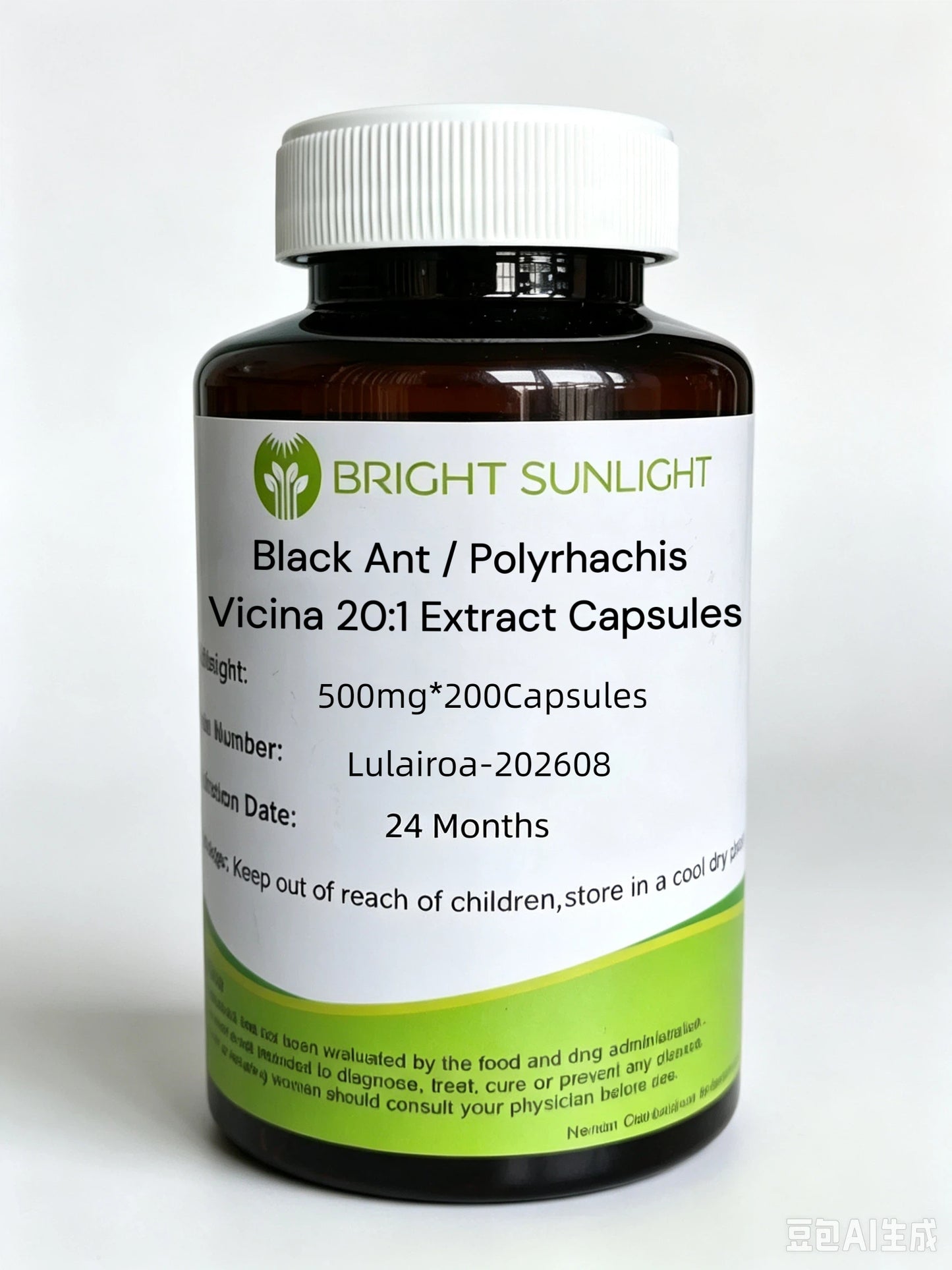 Bright sunlight High Potency Black Ant / Polyrhachis Vicina 20:1 Extract Capsule ,500 mg*200 Capsules