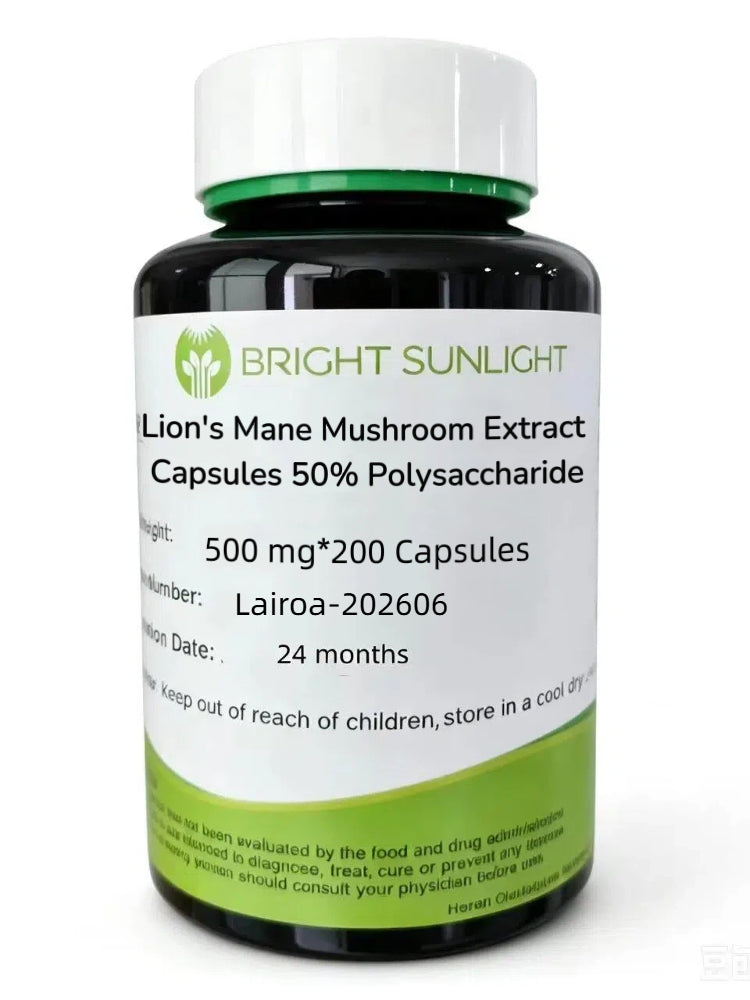 Lulairoa Lion's Mane Mushroom Extract Capsules Hericium Erinaceus 50% Polysaccharide ,500mg*200 Capsules