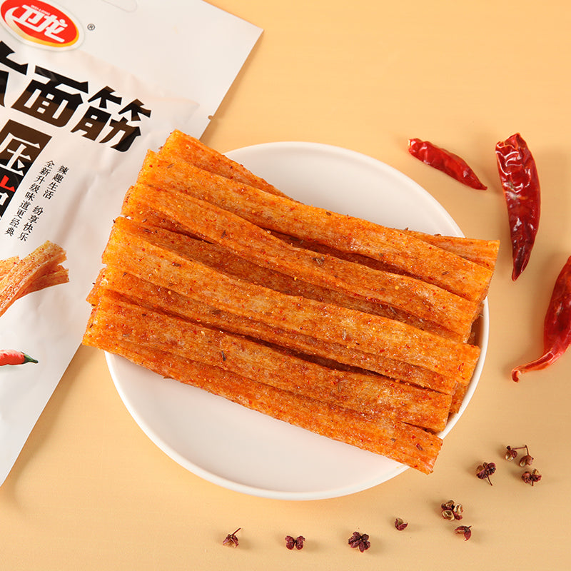 Chinese Snack Hotstrip Hot Gluten Weilong Latiao 卫龙大面筋 辣条零食 65g*10 packets