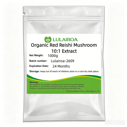 Lulairoa Pure Organic Red Reishi Mushroom 10:1 Extract Powder Ling Zhi , 200 grams | 500 grams | 1000 grams