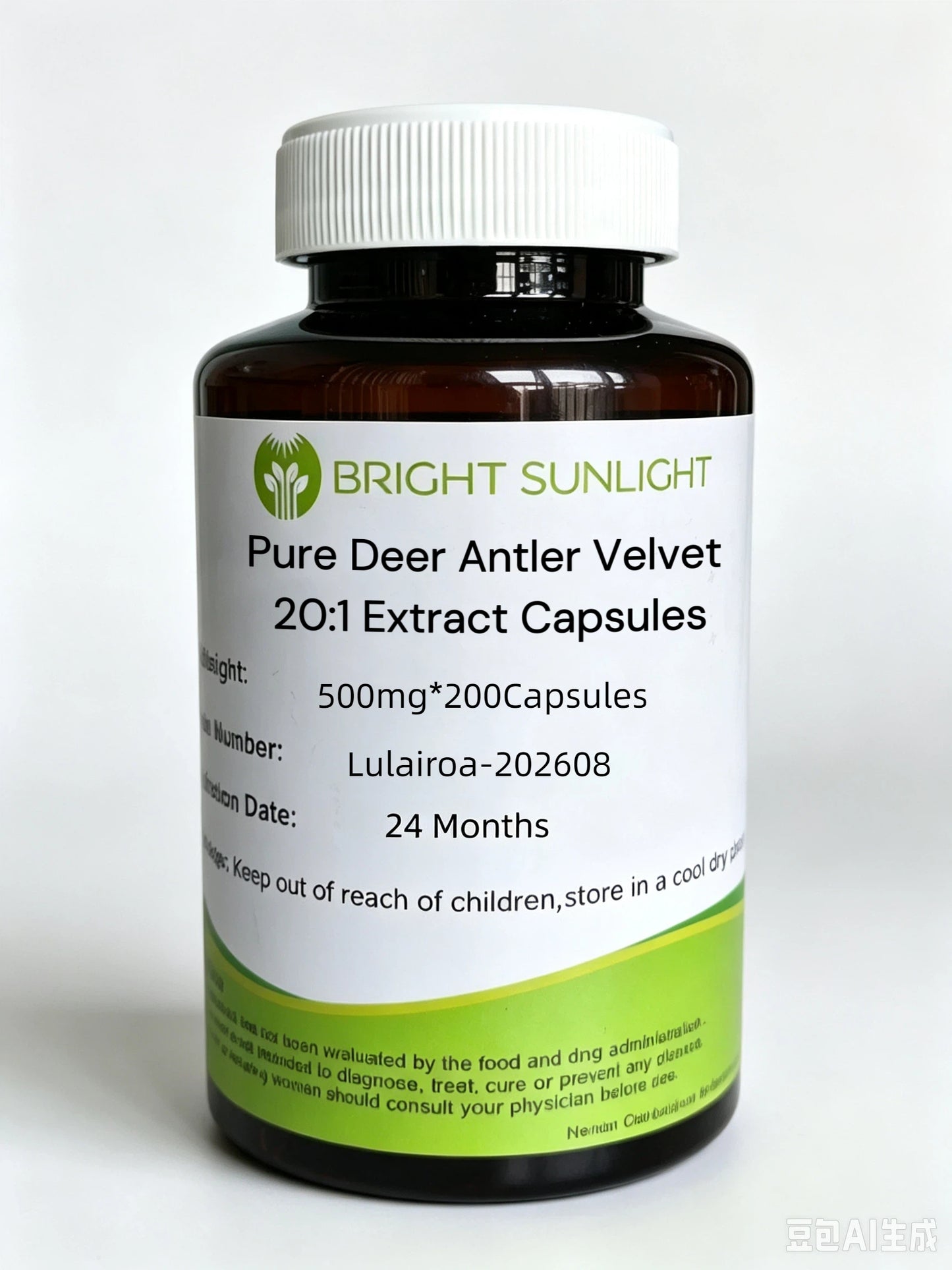 Bright sunlight Pure Deer Antler Velvet 20:1 Extract Capsule Lu Rong , 500 mg*200 Capsules