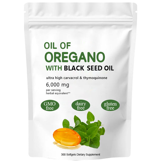 Oil of Oregano 6000mg 300 Softgels Capsules Black Seed Oil Immune Antioxidant